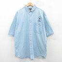 【中古】古着 ラングラー Wrangler 半袖シャツ メンズ 00年代 00s ヨット 大きいサイズ 2L LL ビッグシルエット ゆったり ビッグサイズ オーバーサイズ ロング丈 コットン ボタンダウン 薄紺 ネイビー デニム 【spe】 XLサイズ 中古 トップス | 春夏 春物 春服 夏