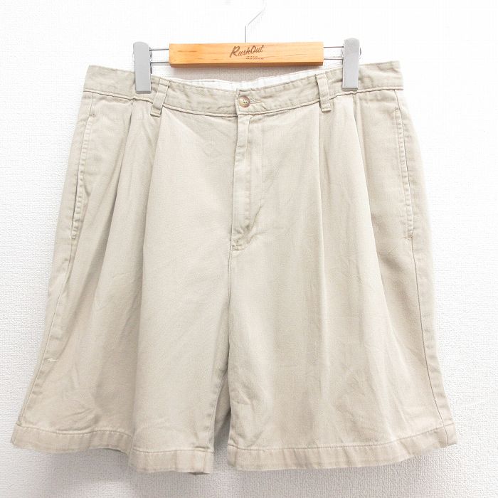 【中古】古着 ショート チノパンツ チノパン ショーツ メンズ コットン 薄ベージュ カーキ W33 中古 ボトムス 短パン ショーパン | 春夏 春物 春服 夏物 夏服 半ズボン カジュアル メンズファッション ファッション おしゃれ