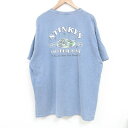 【中古】古着 半袖Tシャツ メンズ オイスターバー 大きいサイズ 2L LL ビッグシルエット ゆったり ビッグサイズ オーバーサイズ ロング丈 コットン クルーネック 丸首 薄紺 ネイビー XLサイズ 中古 | 春夏 夏物 夏服 メンズファッション カットソー ティーシャツ
