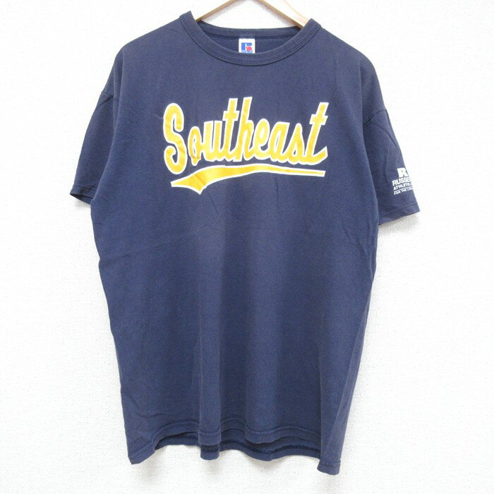 Rakuten - 【中古】古着 ラッセル 00s ヴィンテージTシャツ メンズ 紺 ネイビー XLサイズ クルーネック コットン アメカジ ストリート カジュアル きれいめ レトロ オールド
