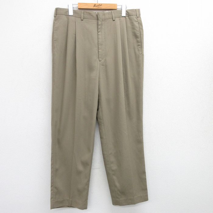 【中古】古着 スラックスパンツ メンズ ベージュ カーキ W36 中古 ボトムス ロング | 春夏 春物 春服 秋冬 秋物 秋服 長ズボン カジュアル メンズファッション ファッション おしゃれ 2OF