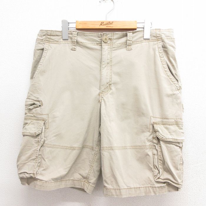 乐天商城 - 【中古】古着 ショート カーゴパンツ ショーツ メンズ 薄ベージュ カーキ W35 中古 ボトムス 短パン ショーパン | 春夏 春物 春服 夏物 夏服 半ズボン カジュアル メンズファッション ファッション おしゃれ