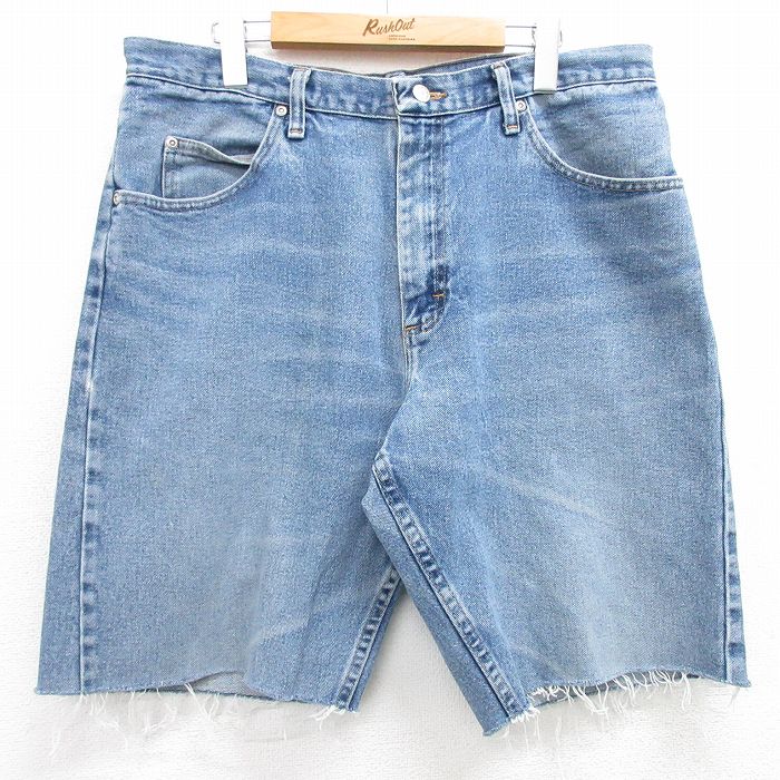 【中古】古着 ラングラー Wrangler ショートパンツ ショーツ メンズ ヒゲ 紺 ネイビー デニム W36 中古 ボトムス 短パン ショーパン ハーフ | 春夏 春物 春服 夏物 夏服 半ズボン カジュアル メンズファッション ファッション おしゃれ