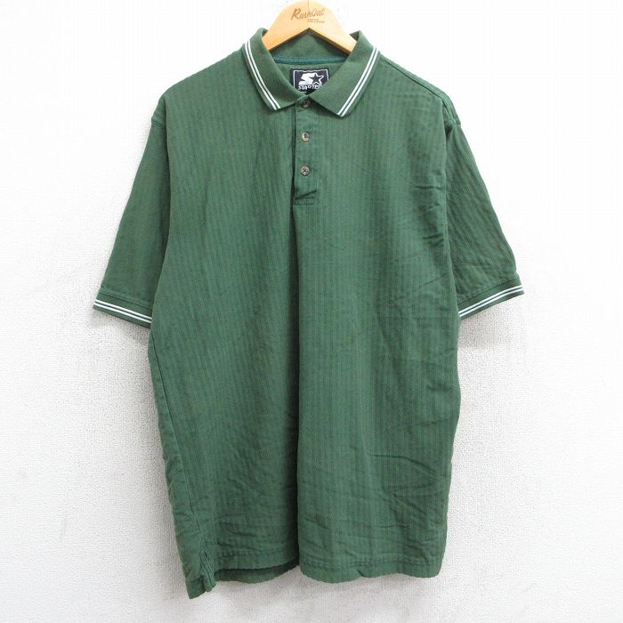 【中古】古着 スターター STARTER 半袖 ポロシャツ メンズ 00年代 00s コットン 緑 グリーン XLサイズ 中古 トップス | 春夏 春物 春服 夏物 夏服 カジュアルシャツ メンズファッション 半袖シャツ おしゃれ カジュアル