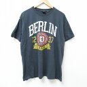 【中古】古着 半袖Tシャツ メンズ ベルリン コットン クルーネック 丸首 濃グレー XLサイズ 中古 | 春夏 夏物 夏服 メンズファッション カットソー ティーシャツ ティシャツ メンズTシャツ 半袖Tシャツ 半袖ティーシャツ カジュアルTシャツ おしゃれ カジュアル