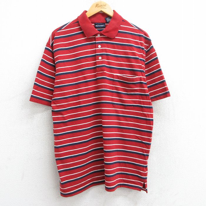 楽天市場】ポロシャツ ボーダー 赤の通販