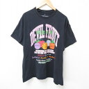 【中古】古着 半袖Tシャツ メンズ アニメワンピース 悪魔の実 コットン クルーネック 丸首 黒 ブラック XLサイズ 中古 | 春夏 夏物 夏服 メンズファッション カットソー ティーシャツ ティシャツ メンズTシャツ 半袖Tシャツ 半袖ティーシャツ カジュアルTシャツ