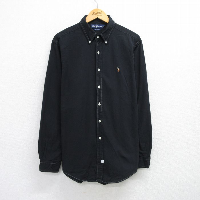 【中古】古着 ラルフローレン Ralph Lauren 長袖 ブランドシャツ メンズ 90年代 90s ワンポイントロゴ オックスフォード 大きいサイズ 2L ...