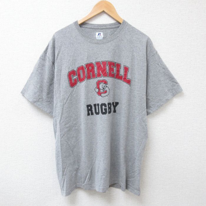 乐天商城 - 【中古】古着 ラッセル 半袖Tシャツ メンズ コーネル クルーネック 丸首 グレー 霜降り XLサイズ 中古 | 春夏 夏物 夏服 メンズファッション カットソー ティーシャツ ティシャツ メンズTシャツ 半袖Tシャツ 半袖ティーシャツ カジュアルTシャツ おしゃれ カジュ