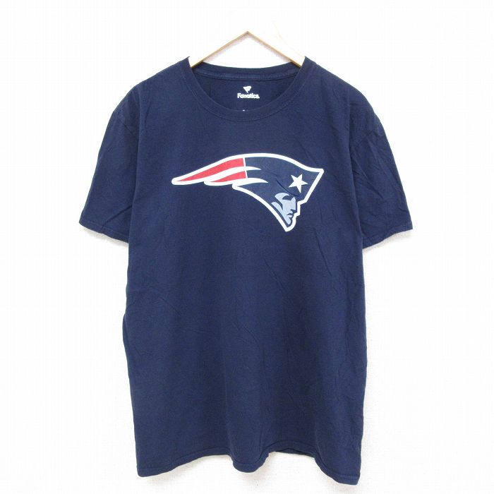 【中古】古着 半袖Tシャツ メンズ NFL ニューイングランドペイトリオッツ マックジョーンズ 10 コットン クルーネック 丸首 紺 ネイビー アメフトスーパーボウル XLサイズ 中古 | 春夏 夏物 夏服 メンズファッション カットソー ティーシャツ ティシャツ メンズT 2OF