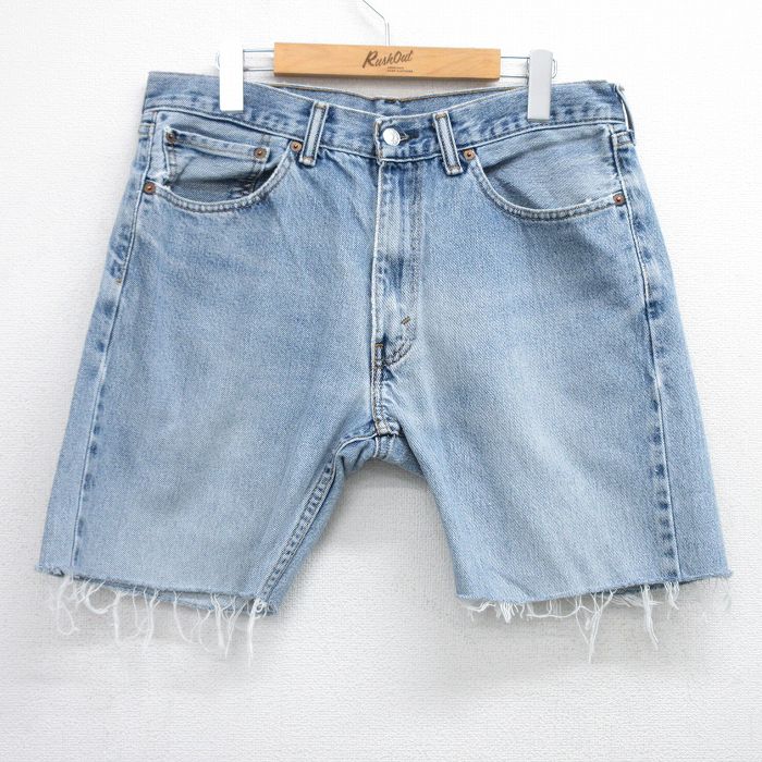 樂天商城 - 【中古】古着 リーバイス Levis 505 ショートパンツ ショーツ メンズ ヒゲ コットン 紺 ネイビー デニム W34 中古 ボトムス 短パン ショーパン ハーフ | 春夏 春物 春服 夏物 夏服 半ズボン カジュアル メンズファッション ファッション おしゃれ