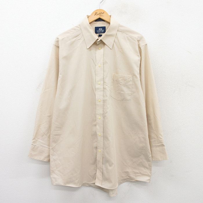 Rakuten - 【中古】古着 長袖シャツ メンズ 90s ロング丈 ベージュ カーキ XLサイズ アメカジ カジュアルシャツ ビッグシルエット ストリート 秋冬 25jun23