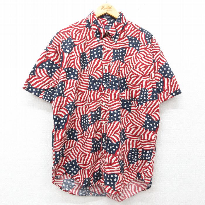 【中古】古着 ラルフローレン 90s チャップス 半袖シャツ メンズ 赤 レッド Ralph ...