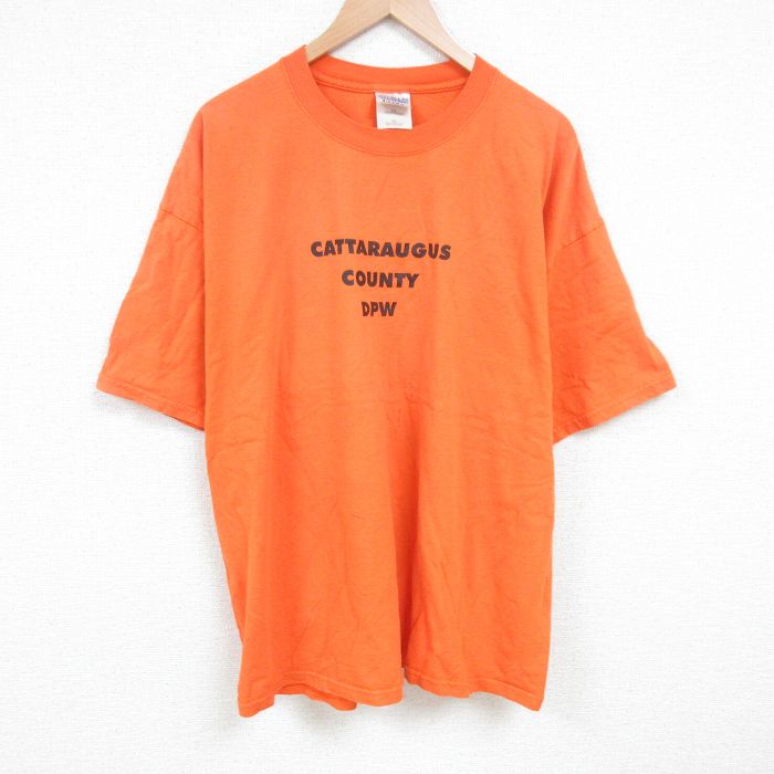 【中古】古着 半袖 ビンテージ ヴィンテージTシャツ メンズ 00年代 00s DPW 大きいサイズ 2L LL ビッグシルエット ゆったり ビッグサイズ オーバーサイズ コットン クルーネック 丸首 オレンジ XLサイズ 中古 | 春夏 夏物 夏服 ヴィンテージTシャツ メンズファッ