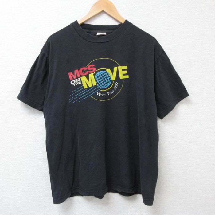 【中古】古着 半袖 ビンテージ ヴィンテージTシャツ メンズ 90年代 90s MCS コットン クルーネック 丸首 黒 ブラック XLサイズ 中古 | 春夏 夏物 夏服 ヴィンテージTシャツ メンズファッション カットソー ティーシャツ ティシャツ メンズTシャツ 半袖Tシャツ 半
