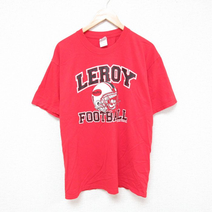 乐天商城 - 【中古】古着 半袖 ビンテージ ヴィンテージTシャツ メンズ 00年代 00s フットボール コットン クルーネック 丸首 赤 レッド Lサイズ 中古 | 春夏 夏物 夏服 ヴィンテージTシャツ メンズファッション カットソー ティーシャツ ティシャツ メンズTシャツ 半袖Tシャ