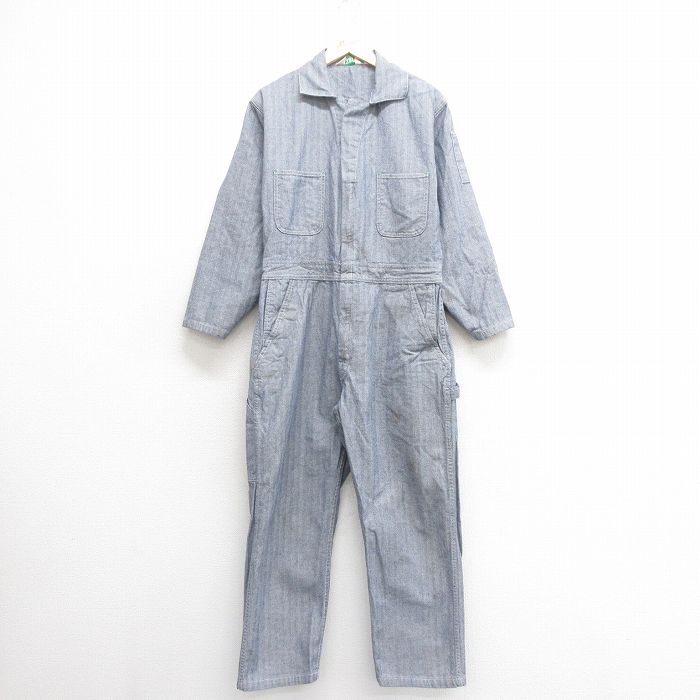 【中古】古着 キー KEY 長袖 ツナギ メンズ 00年代 00s ヘリンボーン グレー W36 中古 オールインワン ボトムス | 春夏 春物 春服 秋冬 秋...