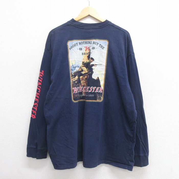 樂天商城 - 【中古】古着 長袖Tシャツ メンズ WINCHESTER 大きいサイズ 2L LL ビッグシルエット ゆったり ビッグサイズ オーバーサイズ コットン 紺 ネイビー XLサイズ 中古 | 春夏 春物 春服 秋冬 秋物 秋服 メンズファッション ロンT カットソー ロンティー ロングT ロング