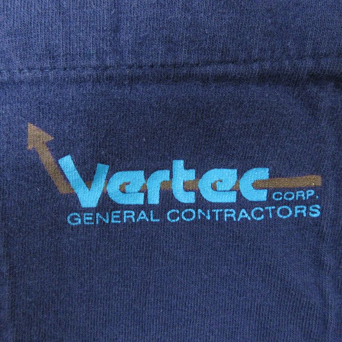 【中古】古着 半袖 ビンテージ ヴィンテージTシャツ メンズ 90年代 90s Vertec 胸ポケット付き 大きいサイズ 2L LL ビッグシルエット ゆったり ビッグサイズ オーバーサイズ クルーネック 丸首 紺 ネイビー XLサイズ 中古 | 春夏 夏物 夏服 ヴィンテージTシャツ