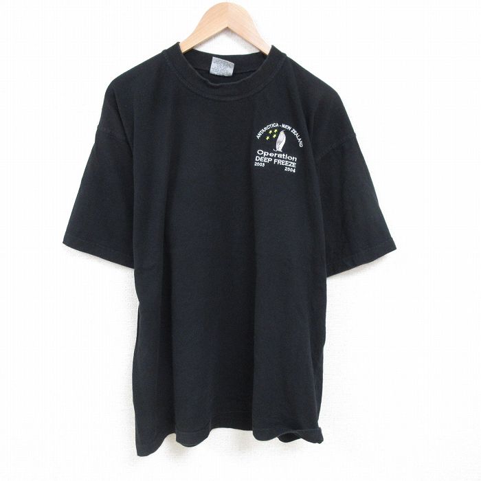 乐天商城 - 【中古】古着 半袖 ビンテージ ヴィンテージTシャツ 00年代 00s ペンギン 大きいサイズ 2L LL ビッグシルエット ゆったり ビッグサイズ オーバーサイズ コットン クルーネック 丸首 黒 ブラック XLサイズ 中古 メンズ | 春夏 夏物 夏服 ヴィンテージTシャツ メン
