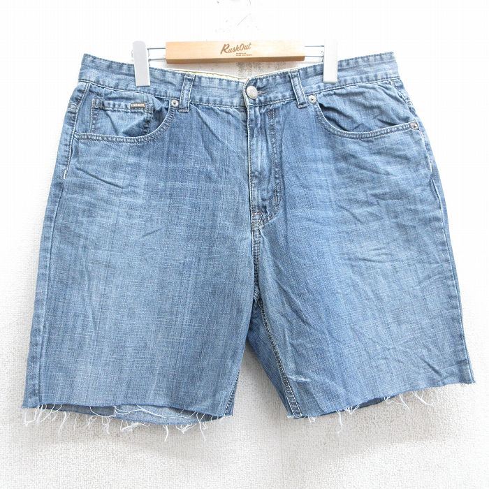 【中古】古着 ショートパンツ ショーツ メンズ ヒゲ コットン 紺 ネイビー デニム W35 中古 ボトムス 短パン ショーパン ハーフ | 春夏 春物 春服 夏物 夏服 半ズボン カジュアル メンズファッション ファッション おしゃれ