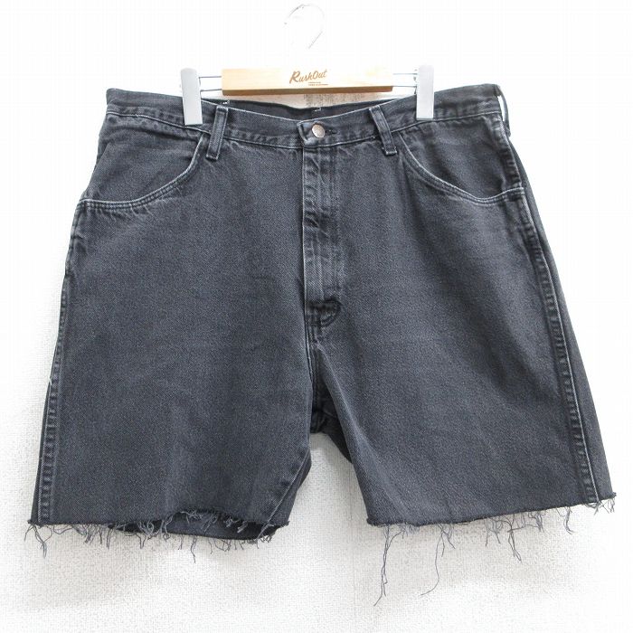 【中古】古着 ラスラー ショートパンツ ショーツ メンズ ヒゲ コットン 黒 ブラック W36 中古 ボトムス 短パン ショーパン ハーフ | 春夏 春物 春服 夏物 夏服 半ズボン カジュアル メンズファッション ファッション おしゃれ