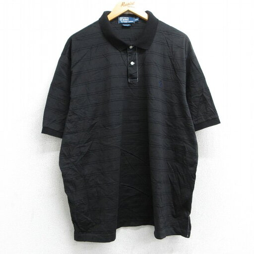 【中古】古着 ラルフローレン Ralph Lauren 半袖 ブランド ポロシャツ メンズ 90年代 90s ワンポイントロゴ 大きいサイズ 2L LL ビッグシルエット ゆったり ビッグサイズ オーバーサイズ コットン 黒 ブラック ボーダー XLサイズ 中古 トップス | 春夏 春物 春服 【中古】古着 ラルフローレン Ralph Lauren 半袖 ブランド ポロシャツ メンズ 90年代 90s ワンポイントロゴ 大きいサイズ 2L LL ビッグシルエット ゆったり ビッグサイズ オーバーサイズ コットン 黒 ブラック ボーダー XLサイズ 中古 トップス | 春夏 春物 春服