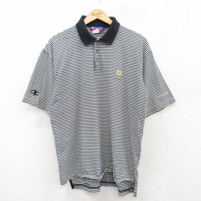 【中古】古着 チャンピオン champion 半袖 ブランド ポロシャツ メンズ 00年代 00s ノートルダム コットン 白他 ホワイト XLサイズ 中古 トップス | 春夏 春物 春服 夏物 夏服 カジュアルシャツ メンズファッション 半袖シャツ おしゃれ カジュアル