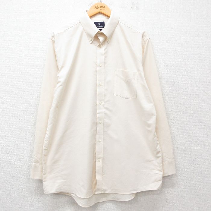 樂天商城 - 【中古】古着 長袖シャツ メンズ ロング丈 ボタンダウン 生成り XLサイズ 中古 トップス | 春夏 春物 春服 秋冬 秋物 秋服 カジュアルシャツ メンズファッション 長袖シャツ おしゃれ カジュアル