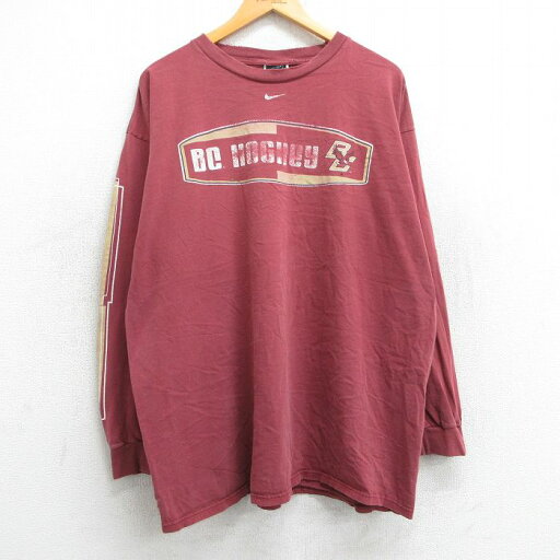 【中古】古着 ナイキ NIKE 長袖 ビンテージ ヴィンテージTシャツ メンズ 00年代 00s BCホッケー 大きいサイズ 2L LL ビッグシルエット ゆったり ビッグサイズ オーバーサイズ コットン クルーネック 丸首 えんじ系 XLサイズ 中古 | 春夏 春物 春服 秋冬 秋物 秋服 【中古】古着 ナイキ NIKE 長袖 ビンテージ ヴィンテージTシャツ メンズ 00年代 00s BCホッケー 大きいサイズ 2L LL ビッグシルエット ゆったり ビッグサイズ オーバーサイズ コットン クルーネック 丸首 えんじ系 XLサイズ 中古 | 春夏 春物 春服 秋冬 秋物 秋服