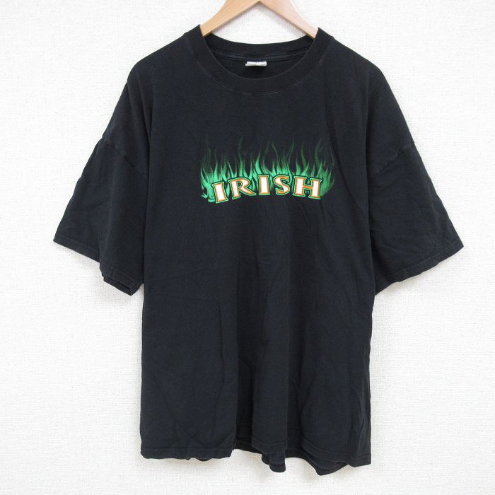 樂天商城 - 【中古】古着 ジャージーズ 半袖 ビンテージ ヴィンテージTシャツ メンズ 00年代 00sアイリッシュ 大きいサイズ 2L LL ビッグシルエット ゆったり ビッグサイズ オーバーサイズ コットン クルーネック 丸首 黒 ブラック XLサイズ 中古 | 春夏 夏物 夏服 ヴィンテ