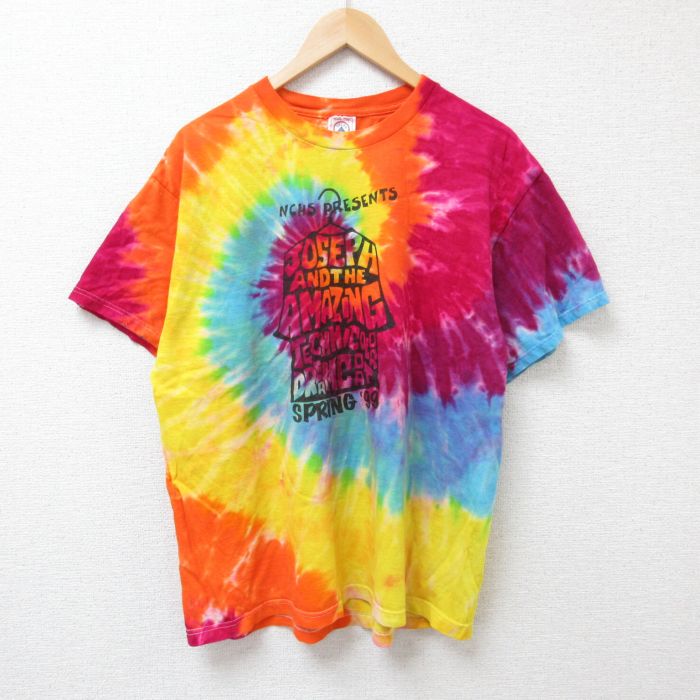 Rakuten - 【中古】古着 90s ヴィンテージTシャツ メンズ 半袖 オレンジ JOSEPH コットン クルーネック タイダイ XLサイズ カットソー アメカジ ストリート カジュアル きれいめ