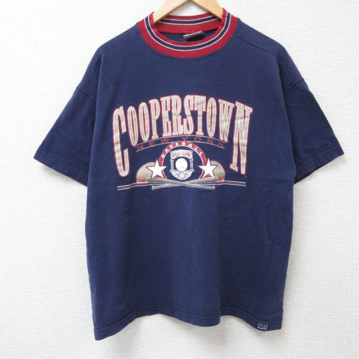 【中古】古着 半袖 ビンテージ ヴィンテージTシャツ メンズ 90年代 90s ニューヨーク コットン クルーネック 丸首 USA製 アメリカ製 紺 ネイビー XLサイズ 中古 | 春夏 夏物 夏服 ヴィンテージTシャツ メンズファッション カットソー ティーシャツ ティシャツ メ