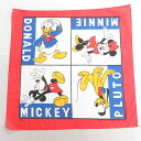 中古 バンダナ 80年代 80s ディズニー DISNEY ミッキー MICKEY MOUSE ドナルド USA製 アメリカ製 赤 レッド