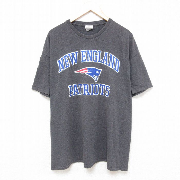 乐天商城 - 【中古】古着 マジェスティック 半袖Tシャツ メンズ NFL ニューイングランドペイトリオッツ 大きいサイズ 2L LL ビッグシルエット ゆったり ビッグサイズ オーバーサイズ クルーネック 丸首 濃グレー 霜降り アメフトスーパーボウル XLサイズ 中古 | 春夏 夏物 夏