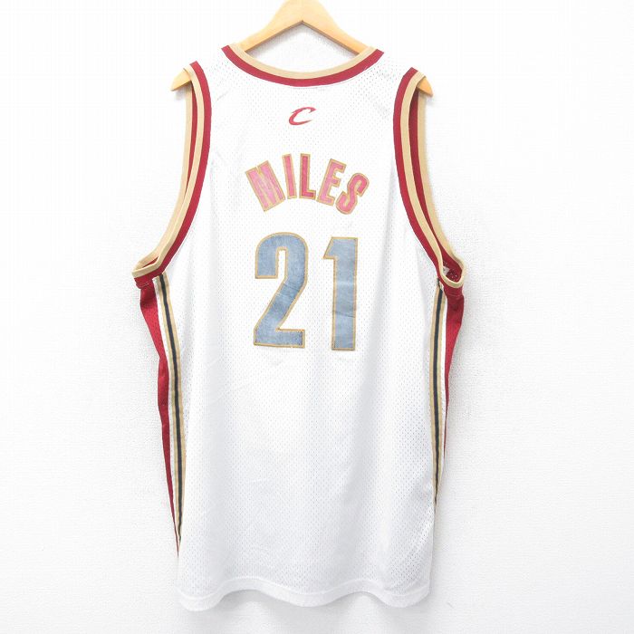 【中古】古着 ナイキ NIKE ビンテージ ヴィンテージ タンクトップ メンズ 00年代 00s NBA クリーブランドキャバリアーズ ダリアスマイルズ メッシュ地 大きいサイズ 2L LL ビッグシルエット ゆったり ビッグサイズ オーバーサイズ ロング丈 Vネック 白他 ホワイト