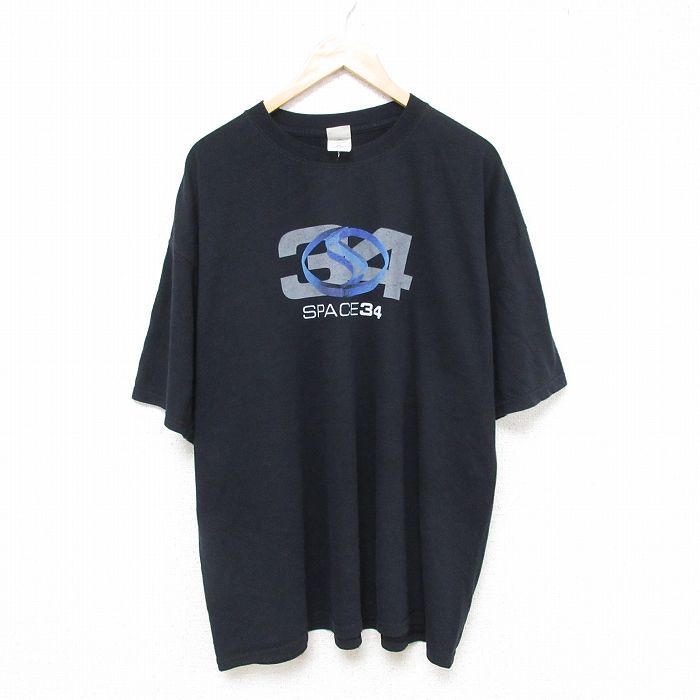 樂天商城 - 【中古】古着 半袖 ビンテージ ヴィンテージTシャツ メンズ 00年代 00s スペース34 大きいサイズ 2L LL ビッグシルエット ゆったり ビッグサイズ オーバーサイズ クルーネック 丸首 黒 ブラック XLサイズ 中古 | 春夏 夏物 夏服 ヴィンテージTシャツ メンズファッ
