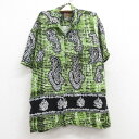 【中古】古着 半袖 ハワイアンシャツ アロハシャツ キッズ ボーイズ 子供服 90年代 90s 総柄 レーヨン 開襟 オープンカラー 黄緑他 | 春夏 春物 春服 秋冬 秋物 秋服 女の子 子ども服 こども服 カジュアル ファッション おしゃれ かわいい