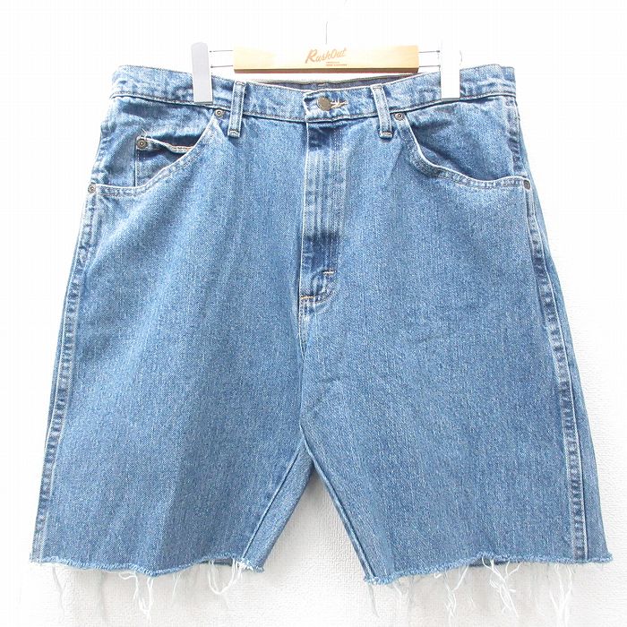 【中古】古着 ラングラー Wrangler ショートパンツ ショーツ メンズ コットン 紺 ネイビー デニム W35 中古 ボトムス 短パン ショーパン ハーフ | 春夏 春物 春服 夏物 夏服 半ズボン カジュアル メンズファッション ファッション おしゃれ