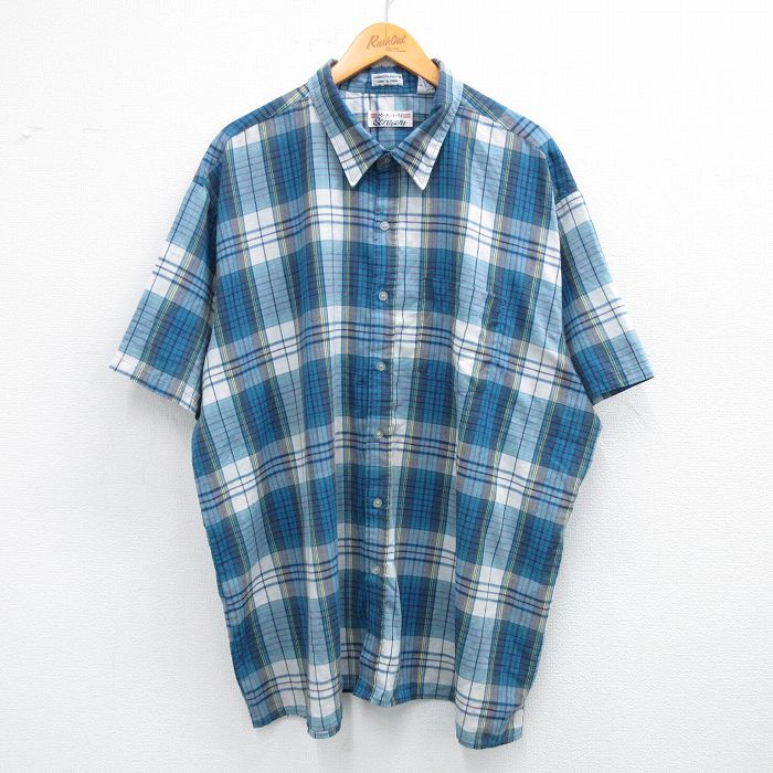 Rakuten - 【中古】古着 90s 半袖シャツ メンズ ネイビーチェック XLサイズ ヴィンテージ カジュアル ストリート アメカジ きれいめ ヴィンテージ レトロ オールド