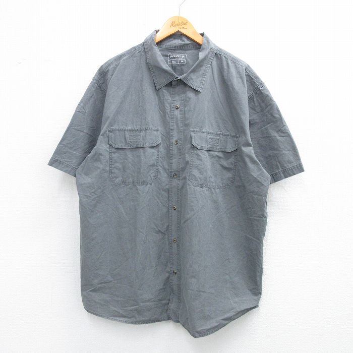 樂天商城 - 【中古】古着 半袖シャツ メンズ 大きいサイズ 2L LL ビッグシルエット ゆったり ビッグサイズ オーバーサイズ ロング丈 コットン グレー XLサイズ 中古 トップス | 春夏 春物 春服 夏物 夏服 カジュアルシャツ メンズファッション 半袖シャツ おしゃれ カジュア