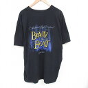 【中古】古着 半袖Tシャツ メンズ ディズニー DISNEY 美女と野獣 大きいサイズ 2L LL ビッグシルエット ゆったり ビッグサイズ オーバーサイズ ロング丈 コットン クルーネック 丸首 黒 ブラック XLサイズ 中古 | 春夏 夏物 夏服 メンズファッション カットソー