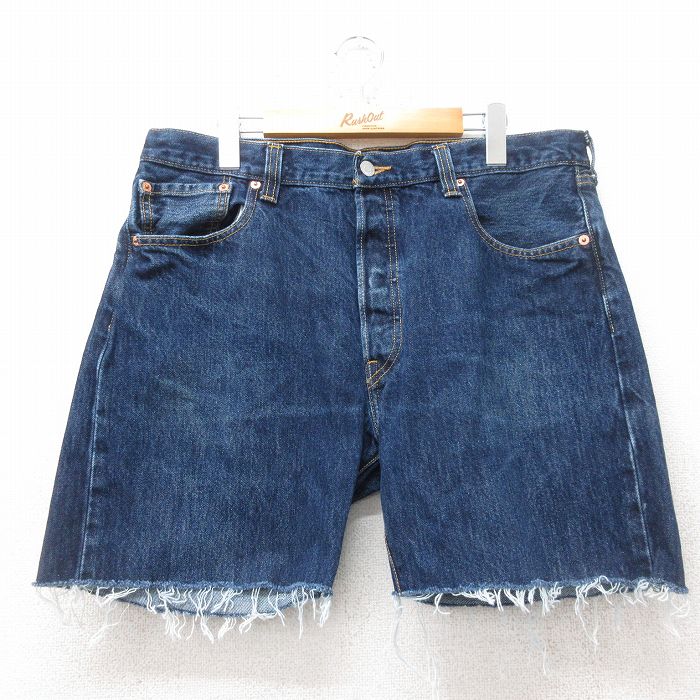 【中古】古着 リーバイス 501 デニムショートパンツ メンズ 濃紺 ネイビー Levis W36 コットン カジュアル ハーフパンツ 短パン アメカジ ストリート きれいめ ヴィンテージ