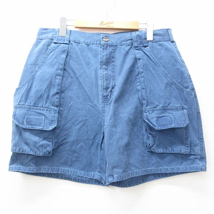 【中古】古着 キャンパス ショート ブッシュパンツ ショーツ メンズ コットン 紺 ネイビー W33 中古 ボトムス 短パン ショーパン | 春夏 春物 春服 夏物 夏服 半ズボン カジュアル メンズファッション ファッション おしゃれ