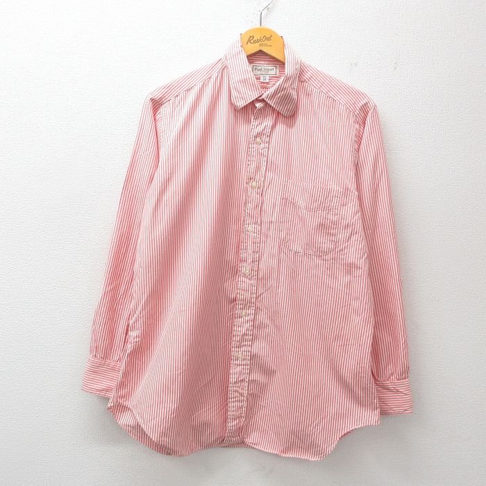 乐天商城 - 【中古】古着 長袖シャツ メンズ 90年代 90s コットン ピンク他 ストライプ Lサイズ 中古 トップス | 春夏 春物 春服 秋冬 秋物 秋服 カジュアルシャツ メンズファッション 長袖シャツ おしゃれ カジュアル