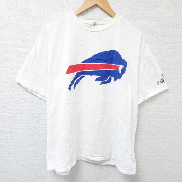 乐天商城 - 【中古】古着 半袖Tシャツ メンズ NFL バッファロービルズ コットン クルーネック 丸首 白 ホワイト アメフト スーパーボウル XLサイズ 中古 | 春夏 夏物 夏服 メンズファッション カットソー ティーシャツ ティシャツ メンズTシャツ 半袖Tシャツ 半袖ティーシャ