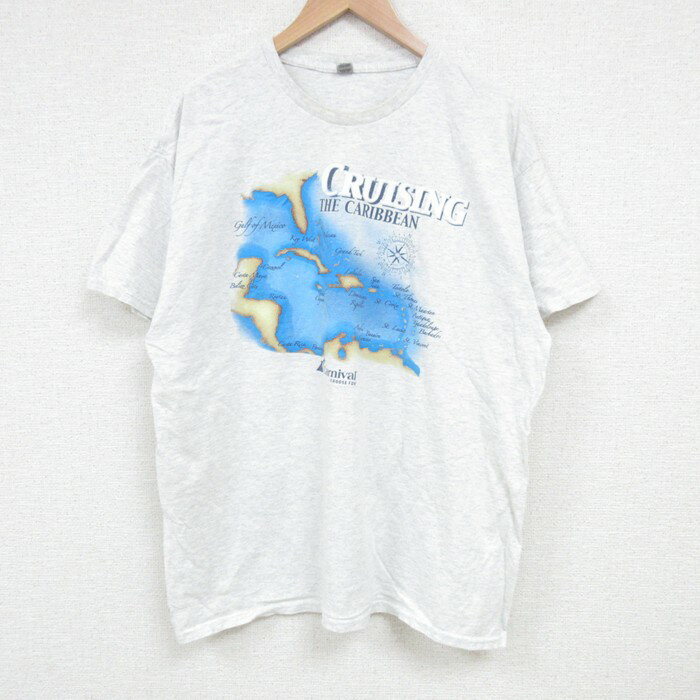 樂天商城 - 【中古】古着 半袖Tシャツ メンズ クルージング クルーネック 丸首 薄グレー 霜降り XLサイズ 中古 | 春夏 夏物 夏服 メンズファッション カットソー ティーシャツ ティシャツ メンズTシャツ 半袖Tシャツ 半袖ティーシャツ カジュアルTシャツ おしゃれ カジュアル