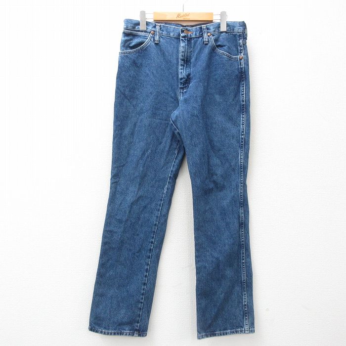 【中古】古着 ラングラー Wrangler ジーンズ メンズ コットン 紺 ネイビー デニム W34 中古 ボトムス ジーパン Gパン ロングパンツ | 春夏 春物 春服 秋冬 秋物 秋服 長ズボン カジュアル メンズファッション ファッション おしゃれ