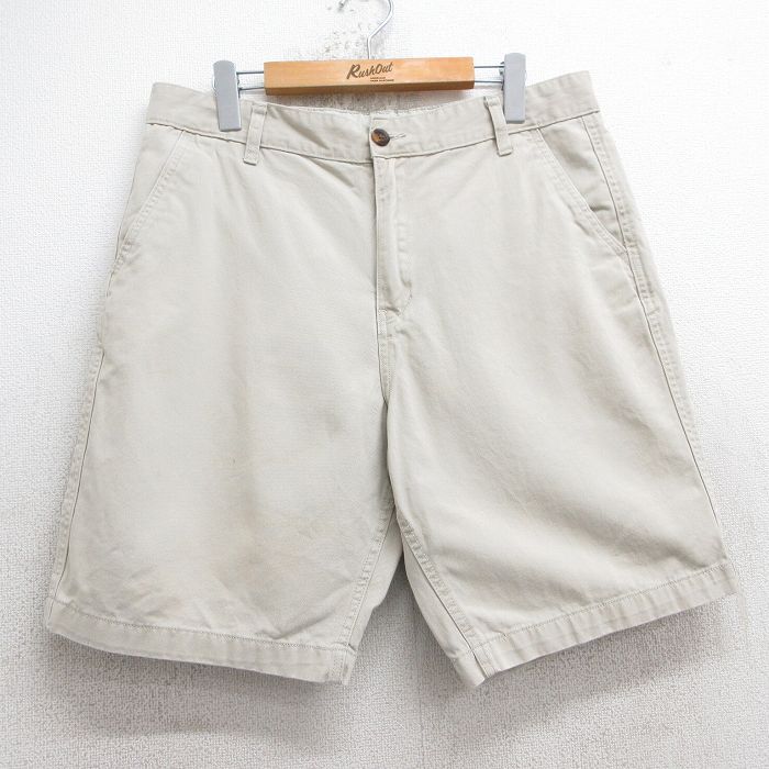 【中古】古着 ショートパンツ ショーツ メンズ コットン 薄ベージュ カーキ W35 中古 ボトムス 短パン ショーパン ハーフ | 春夏 春物 春服 夏物 夏服 半ズボン カジュアル メンズファッション ファッション おしゃれ