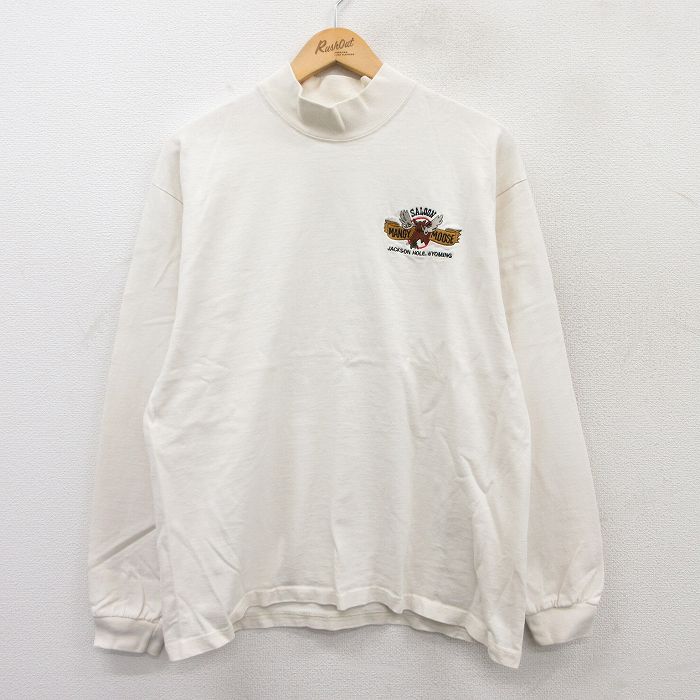 乐天商城 - 【中古】古着 長袖 ビンテージ ヴィンテージTシャツ メンズ 90年代 90s MANGY MOOSE コットン モックネック ハイネック USA製 アメリカ製 生成り Lサイズ 中古 | 春夏 春物 春服 秋冬 秋物 秋服 メンズファッション ロンT カットソー ロンティー ロングT ロングT